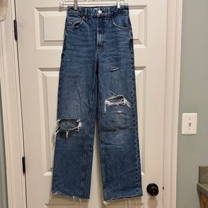 Zara Blue Distressed Women Jeans